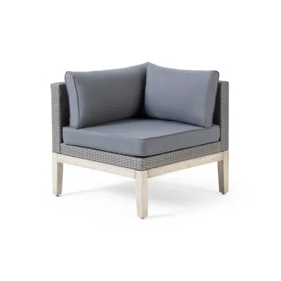 Streamdale Furniture Streamdale Acacia Wood And Rattan Corner Sofa With Water-resistant Cushions
