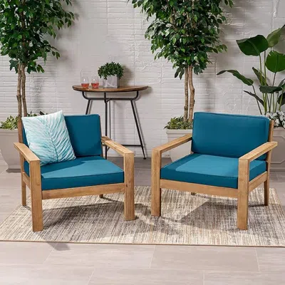 Streamdale Furniture Streamdale Acacia Wood Club Chair With Water-resistant Cushions