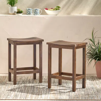 Streamdale Furniture Streamdale Acacia Wood Counter Stool Set - Rustic & Weather Resistant