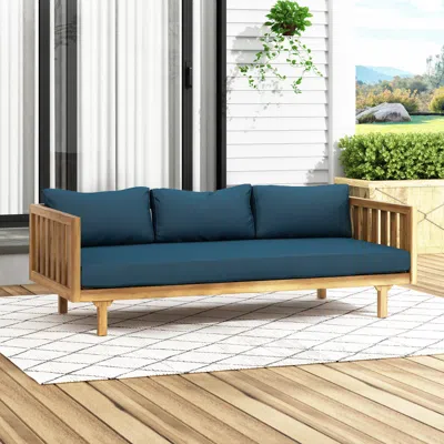 Streamdale Furniture Streamdale Acacia Wood Daybed With Slat Paneling And Water-resistant Cushions