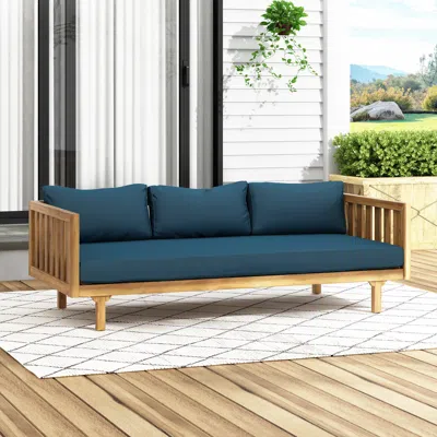 Streamdale Furniture Streamdale Acacia Wood Daybed With Slat Paneling And Water-resistant Cushions