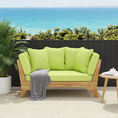 Streamdale Furniture Streamdale Acacia Wood Daybed With Versatile Sofa-to-bed Conversion In Green
