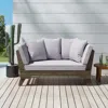 Streamdale Furniture Streamdale Acacia Wood Expandable Daybed With Water-resistant Cushions
