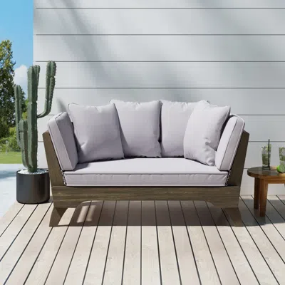 Streamdale Furniture Streamdale Acacia Wood Expandable Daybed With Water-resistant Cushions