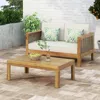 Streamdale Furniture Streamdale Acacia Wood Loveseat & Coffee Table Set - Teak & Beige