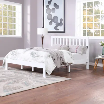 Streamdale Furniture Streamdale Acacia Wood Modern Farmhouse Bed Set With Platform Frame And Headboard