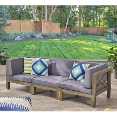 Streamdale Furniture Streamdale Acacia Wood Modular Sectional Sofa With Water-resistant Cushions