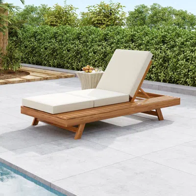Streamdale Furniture Streamdale Acacia Wood Outdoor Chaise Lounge - Adjustable & Rustic