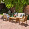 Streamdale Furniture Streamdale Acacia Wood Outdoor Chat Set Of 4 With Water-resistant Cushions