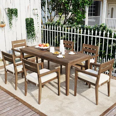 Streamdale Furniture Streamdale Acacia Wood Outdoor Dining Set In Brown