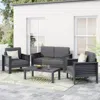 Streamdale Furniture Streamdale Acacia Wood Outdoor Loveseat And Coffee Table Set With Cushions