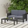 Streamdale Furniture Streamdale Acacia Wood Outdoor Loveseat And Coffee Table Set With Cushions