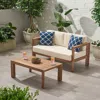 Streamdale Furniture Streamdale Acacia Wood Outdoor Loveseat & Coffee Table With Water-resistant Cushions
