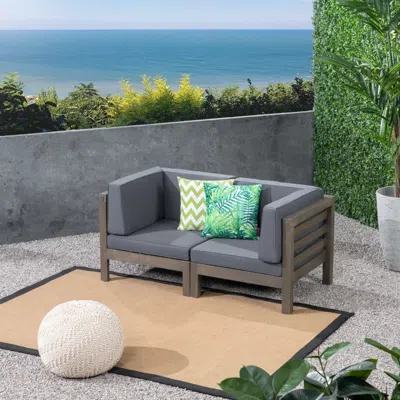 Streamdale Furniture Streamdale Acacia Wood Outdoor Loveseat Sectional - 2 Piece Set
