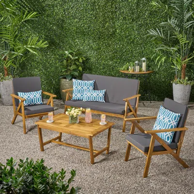 Streamdale Furniture Streamdale Acacia Wood Outdoor Patio Set With Water-resistant Cushions