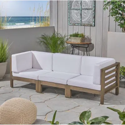 Streamdale Furniture Streamdale Acacia Wood Outdoor Sectional Sofa Set With Water Resistant Cushions