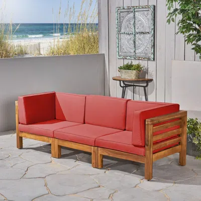 Streamdale Furniture Streamdale Acacia Wood Outdoor Sectional Sofa Set With Water Resistant Cushions