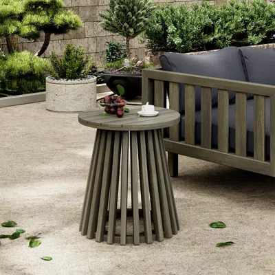 Streamdale Furniture Streamdale Acacia Wood Outdoor Side Table - Grey