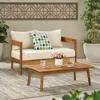 Streamdale Furniture Streamdale Acacia Wood Patio Loveseat And Coffee Table Set With Water-resistant Cushions