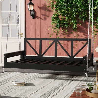 Streamdale Furniture Streamdale Acacia Wood Patio Swing Bed - Twin Size