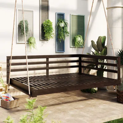 Streamdale Furniture Streamdale Acacia Wood Porch Swing Bed - Full Size Outdoor Hanging Bed