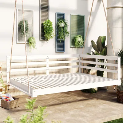 Streamdale Furniture Streamdale Acacia Wood Porch Swing Bed - Full Size Outdoor Hanging Bed