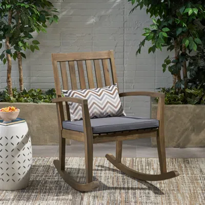 Streamdale Furniture Streamdale Acacia Wood Rocking Chair With Cushioned Seat