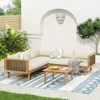 Streamdale Furniture Streamdale Acacia Wood Sectional Seating Group With Cushions