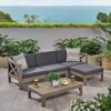 Streamdale Furniture Streamdale Acacia Wood Sectional Sofa Set With Water Resistant Cushions