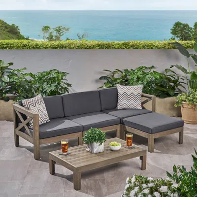 Streamdale Furniture Streamdale Acacia Wood Sectional Sofa Set With Water Resistant Cushions