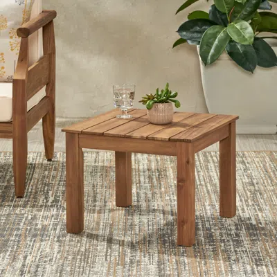 Streamdale Furniture Streamdale Acacia Wood Slat-top Side Table: Minimalist Elegance For Outdoor Spaces