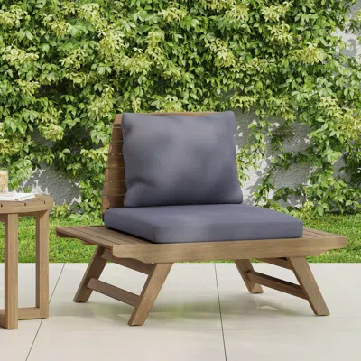 Streamdale Furniture Streamdale Acacia Wood Slatted Club Chair With Water-resistant Cushions