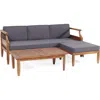 Streamdale Furniture Streamdale Acacia Wood Sofa Chat Set With Cushions In Blue