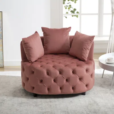 Streamdale Furniture Streamdale Accent Chair Classical Barrel Chair For Living Room Modern Leisure In Pink