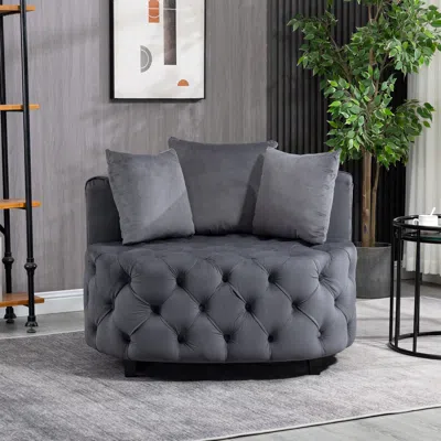 Streamdale Furniture Streamdale Accent Chair Classical Barrel Chair For Living Room Modern Leisure In Gray