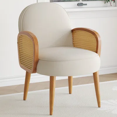 Streamdale Furniture Streamdale Accent Chair Mid-century Modern With Rattan Arms