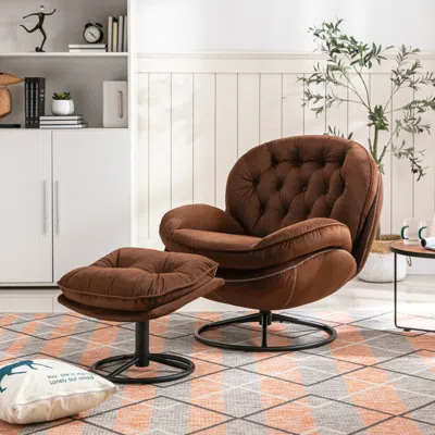 Streamdale Furniture Streamdale Accent Chair Tv Chair Living Room Chair With Ottoman-brown