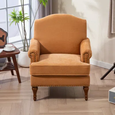 Streamdale Furniture Streamdale Accent Chair With Nailhead Trim & Wood Legs (brown)