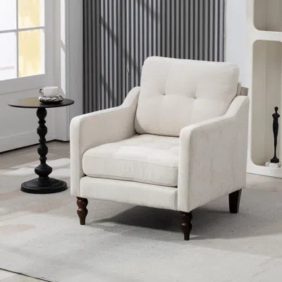 Streamdale Furniture Streamdale Accent Chenille Chair W/ Usb, Ergonomic Back, Retro Legs