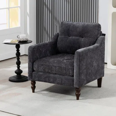 Streamdale Furniture Streamdale Accent Chenille Chair W/ Usb, Ergonomic Back, Storage