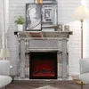 Streamdale Furniture Streamdale Acrylic Diamond Mirror Mantelpiece With Electric Heater