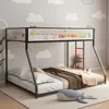 Streamdale Furniture Streamdale Adam Twin Full Black Bunk Bed With White Mesh Guard Rail