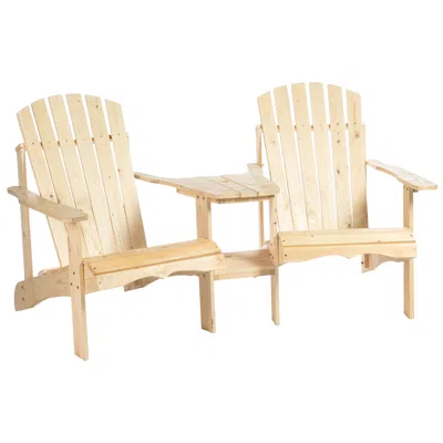 Streamdale Furniture Streamdale Adirondack Leisure Bench With Built-in Armrest Tables For Outdoor Relaxation