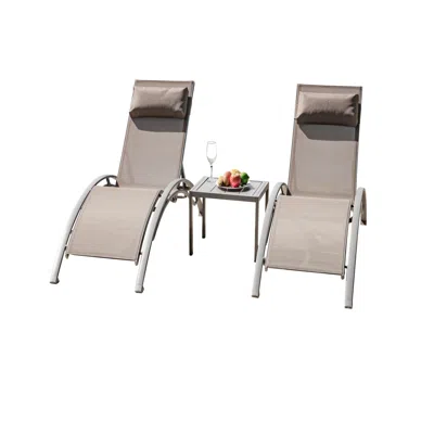 Streamdale Furniture Streamdale Adjustable 3-piece Outdoor Chaise Lounge Set