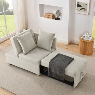Streamdale Furniture Streamdale Adjustable Convertible Sleeper Sofa With Pullout Bed And Wheels For Small Spaces In Gray