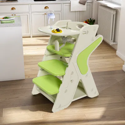 Streamdale Furniture Streamdale Adjustable High Chair, Toddler Tower, 5-point Harness, Large Tray (green)