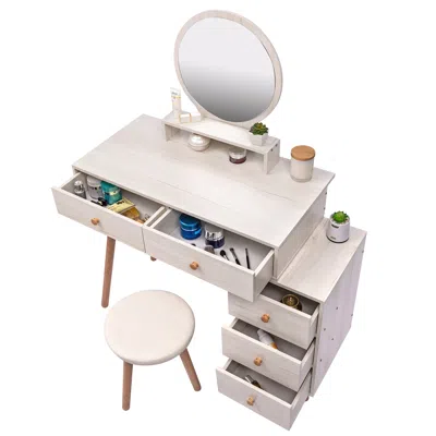 Streamdale Furniture Streamdale Adjustable Makeup Vanity Table With Stool & Storage