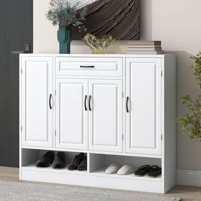 Streamdale Furniture Streamdale Adjustable Modern Shoe Cabinet & Organizer In White