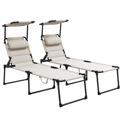 Streamdale Furniture Streamdale Adjustable Patio Lounge Chairs With Awning And Cushions (set Of 2)