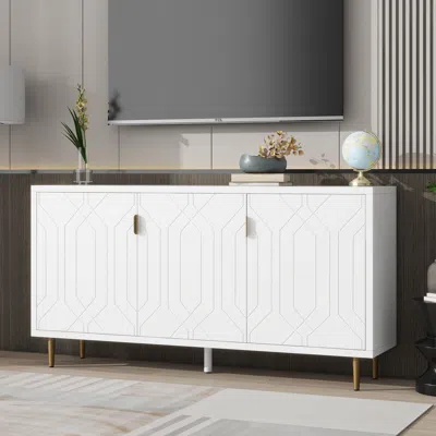 Streamdale Furniture Streamdale Adjustable Shelves Tv Stand For 70" Tv In White